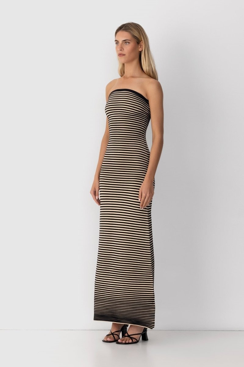 Susana Effortless Sleeveless Maxi Dress in Striped Knit Premium Wardrobe Essential