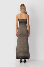 Katia Timeless Sleeveless Maxi Dress in Striped Knit Chic Silhouette Collection