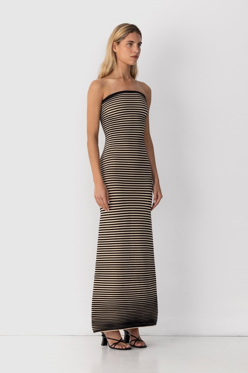 Susana Effortless Sleeveless Maxi Dress in Striped Knit Premium Wardrobe Essential