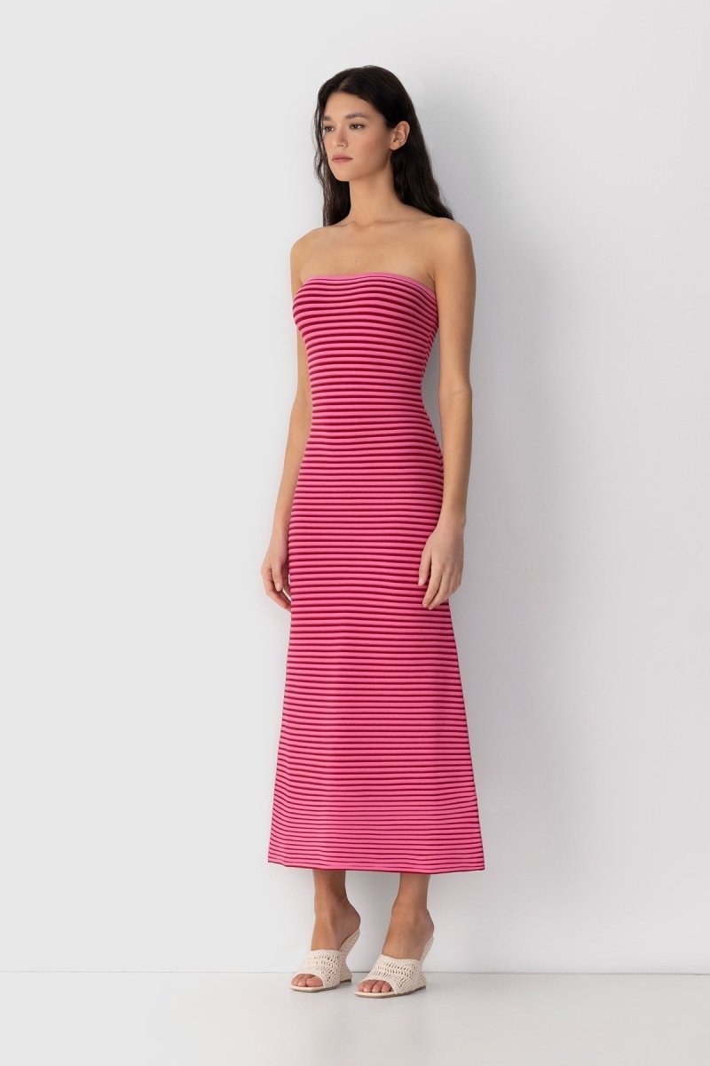 Susana Effortless Sleeveless Maxi Dress in Striped Knit Premium Wardrobe Essential