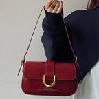 Adjustable Strap Patent Leather Satchel Bag