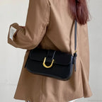 Adjustable Strap Patent Leather Satchel Bag