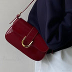 Adjustable Strap Patent Leather Satchel Bag