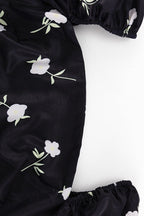 Off Shoulder Puff Sleeve Slim Floral Dress