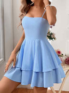 Backless Bow Tie Straps Mini Dress