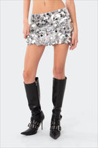 Iridescent Sequin A-Line Bodycon Skirt