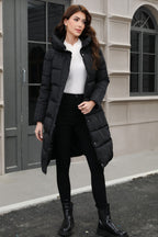 Plus Size Hooded Longline Puffer Coat
