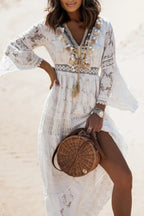 Lace V-Neck Hollow Dress