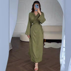 Temperament Lace-Up V-neck Zen Wind Dress