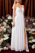 Lace Appliques Slip Maxi Dress