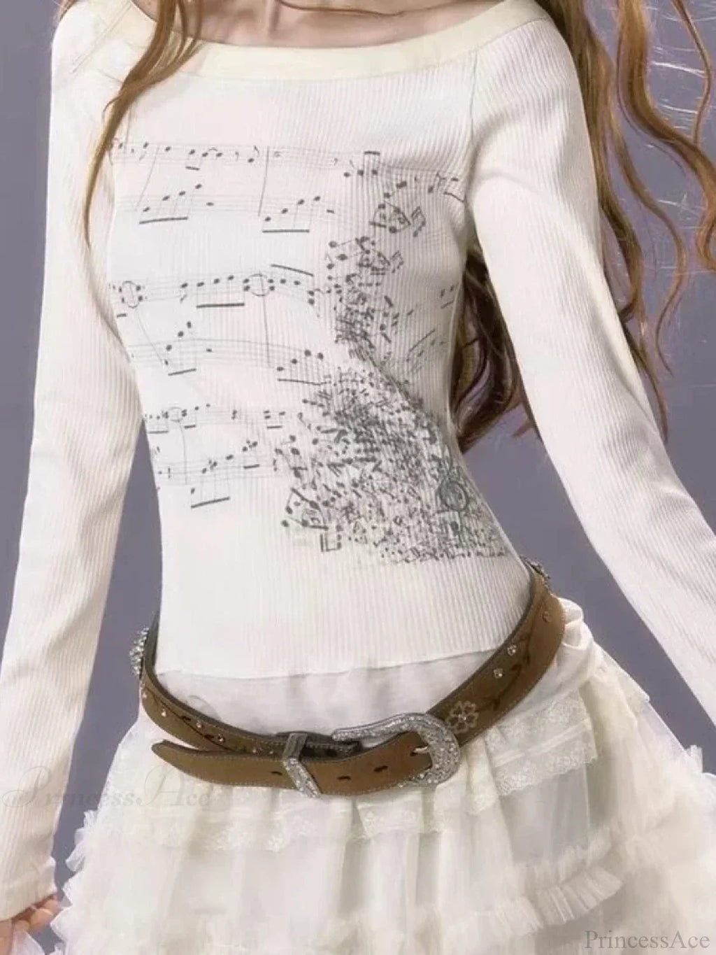 Aesthetic Slim Fit All Match Grunge Lace Patch Knit Top