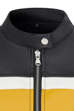 Colorblock PU Cropped Jacket