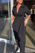 Women's V-neck collar midi dress