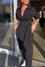 Women's V-neck collar midi dress
