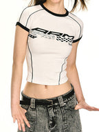 Contrast Print Splice Short Sleeve Tee
