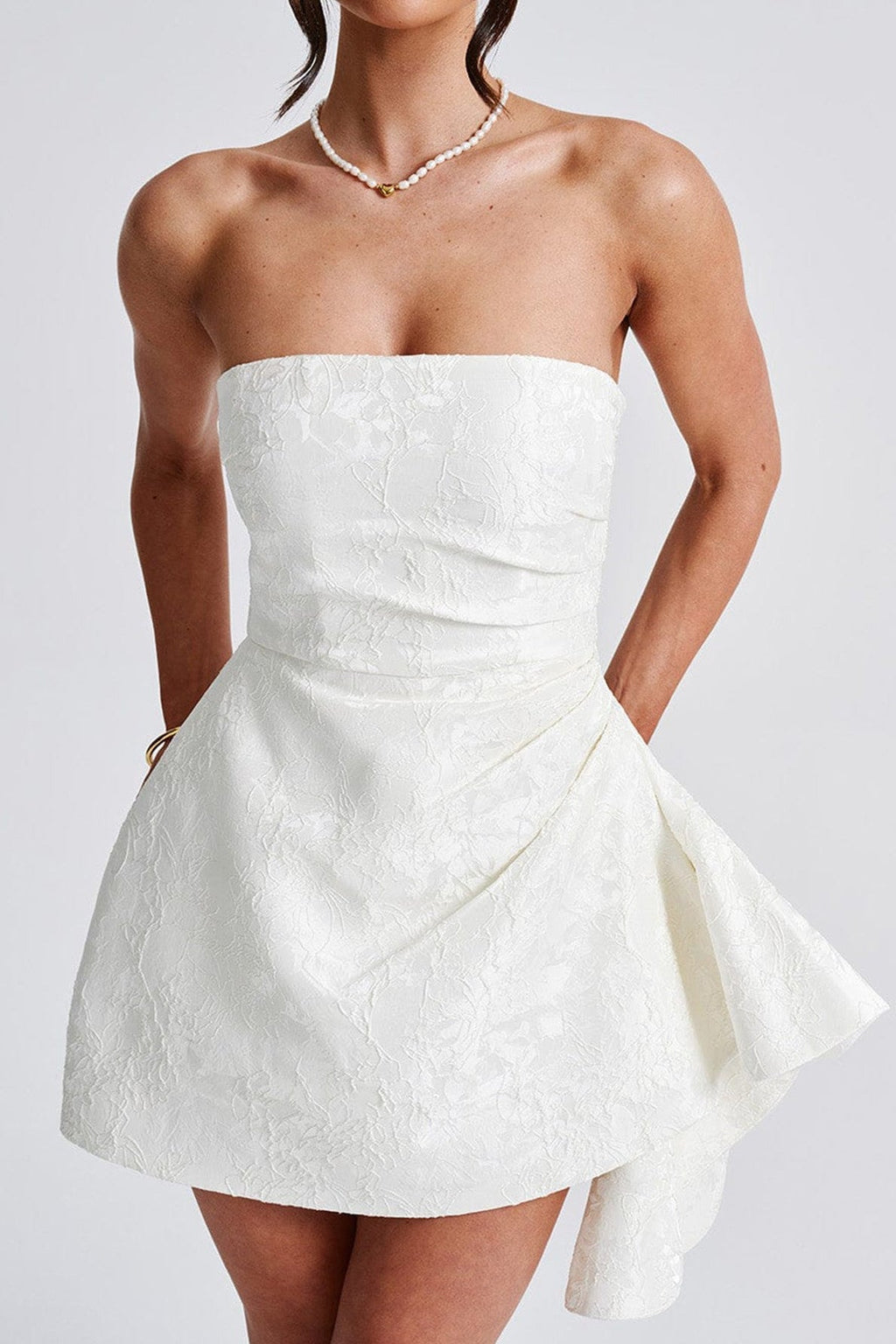 Strapless Jacquard Structured Mini Dress