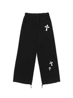 Hip Pop Cross Print Bound Feet Sweatpants