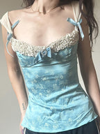 Lace Bow Print Cami Top
