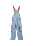 Vintage Big Pocket Splash Ink Print Overalls