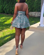 Halter A-Line Print Floral Dress
