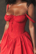 Mónica Chic Lace Corset Mini Puff Dress Premium Wardrobe Essential