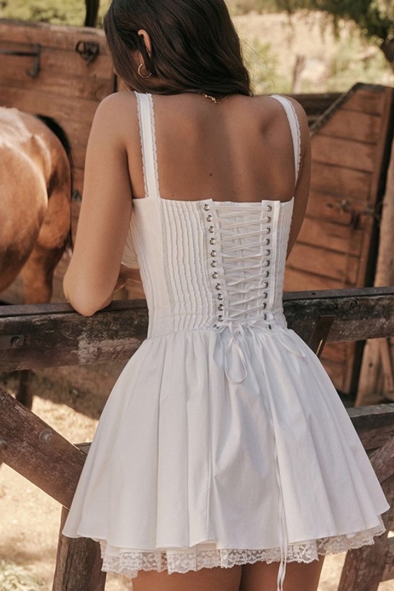 Rosa Elevated Lace Corset Mini Puff Dress Statement Occasion Edit