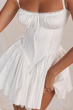 Mónica Chic Lace Corset Mini Puff Dress Premium Wardrobe Essential