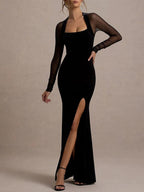 Alessia Square Neck Mesh Maxi Dress