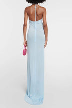 Rebeca Statement Halter Neck Maxi Dress with Floral Appliqu��s Evening Wear Edit
