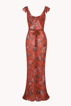 Yadira Statement Scoop Neck Floral Print Maxi Dress Chic Silhouette Collection