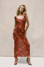 Yadira Statement Scoop Neck Floral Print Maxi Dress Chic Silhouette Collection