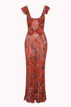 Yadira Statement Scoop Neck Floral Print Maxi Dress Chic Silhouette Collection