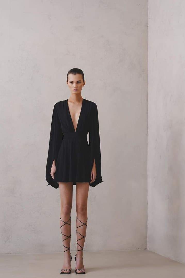 Maricarmen Aesthetic Mini Dress with Deep V Neck Chic Silhouette Collection