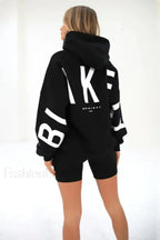 American Retro Letter Print Oversized Hoodie