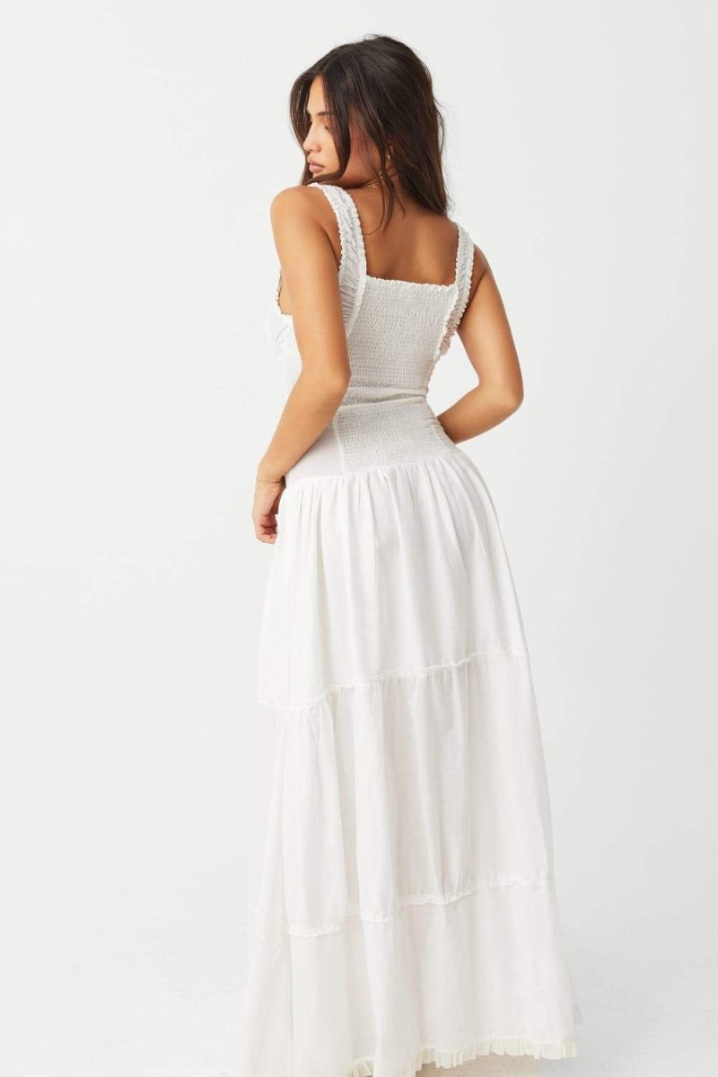 Valeria Boutique Semi Sheer Maxi Dress with Ruffles Premium Wardrobe Essential