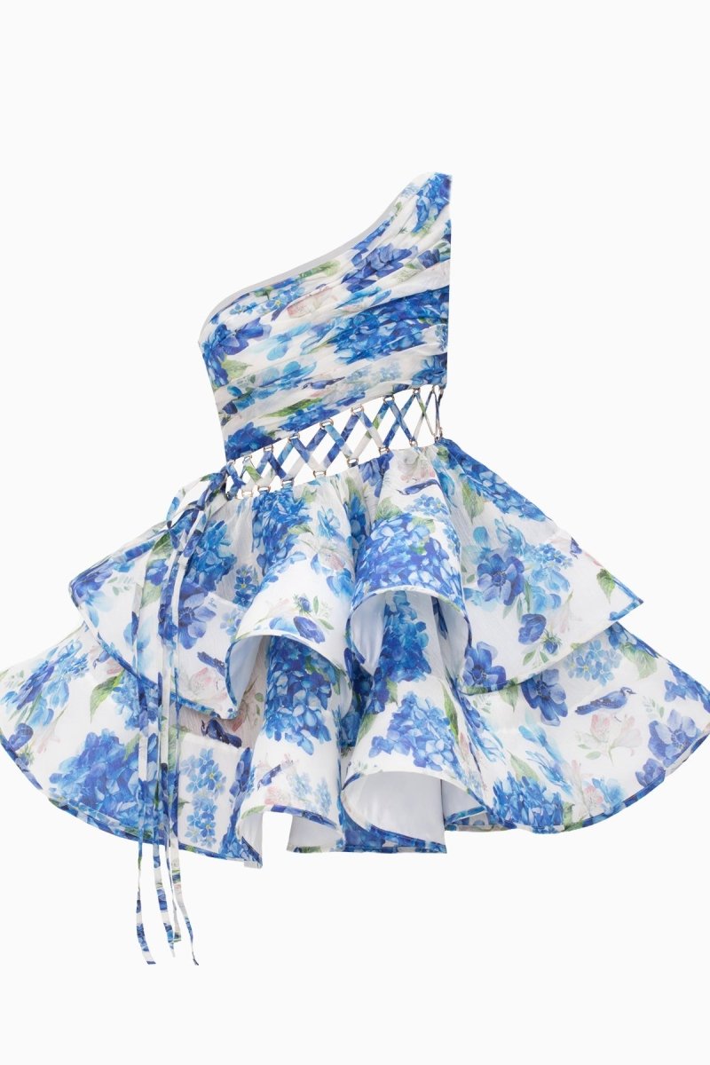 Paula Premium Floral Print One Shoulder Chiffon Mini Dress Everyday Luxe Edit