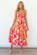 Nina Boutique Printed Tiered Maxi Summer Dress with Ruched Bodice Designer Edit