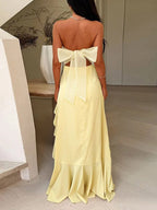 Angie Ruffled Strapless Maxi Dress