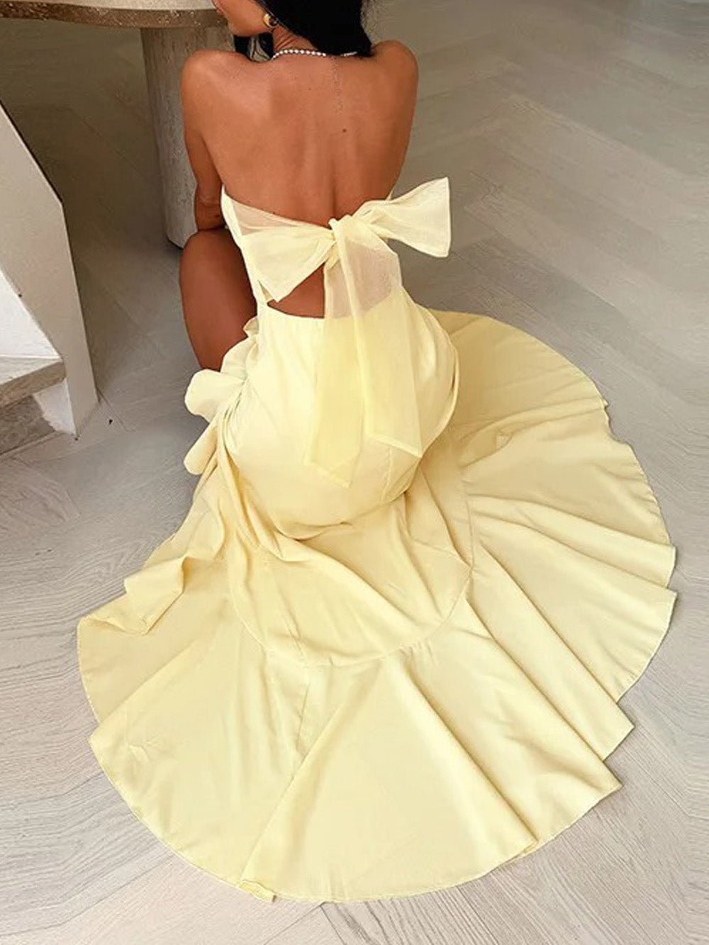 Angie Ruffled Strapless Maxi Dress