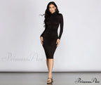 Anita Mock Neck Charming Ruched Midi Dress