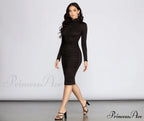 Anita Mock Neck Charming Ruched Midi Dress