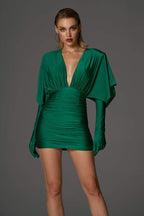 Marta Timeless Ruched V Neck Corset Mini Dress Designer Edit