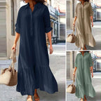 Tamara Exclusive Long Summer Dress with Buttons Chic Silhouette Collection