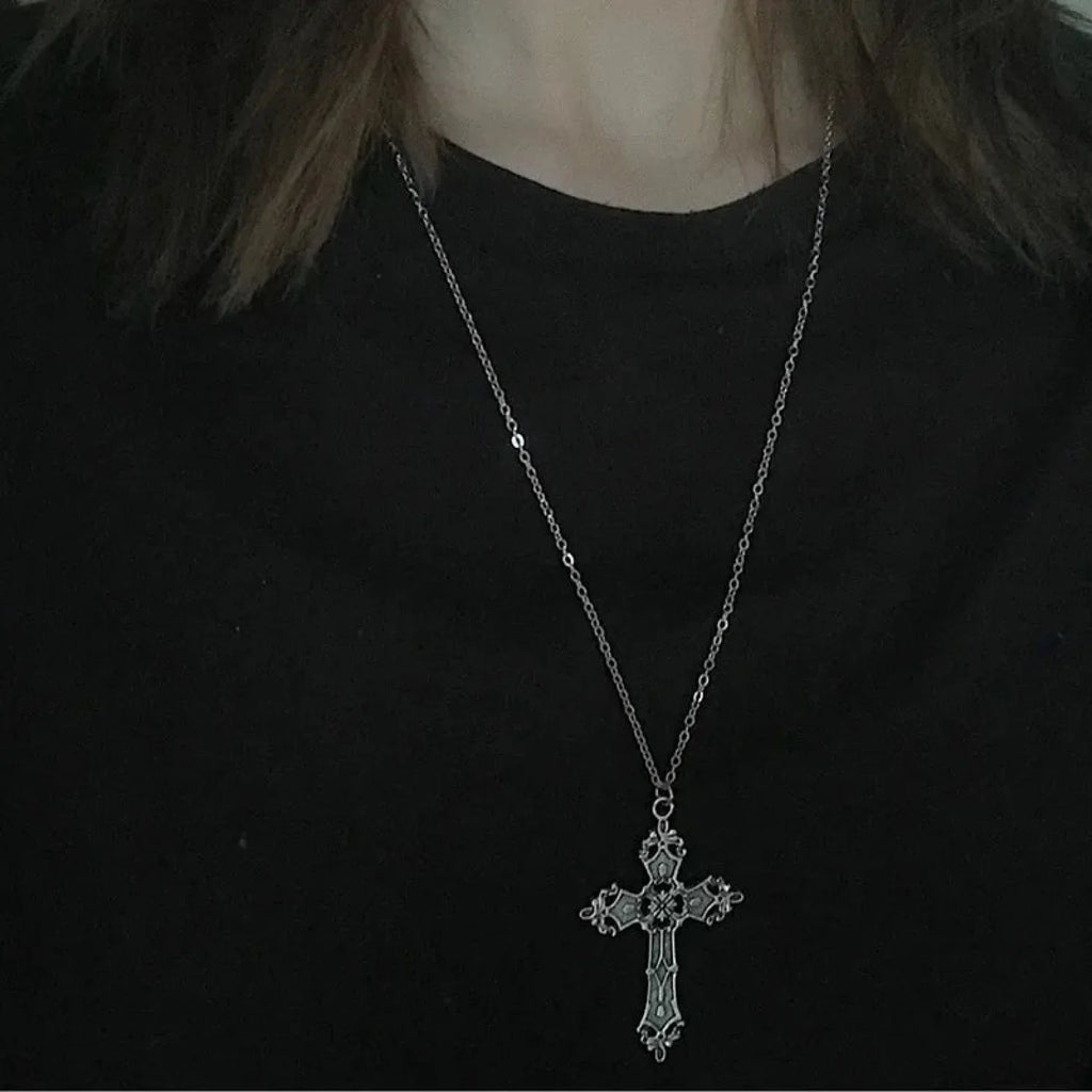Antique Cross Gothic Rebel Dangle Drop Earring