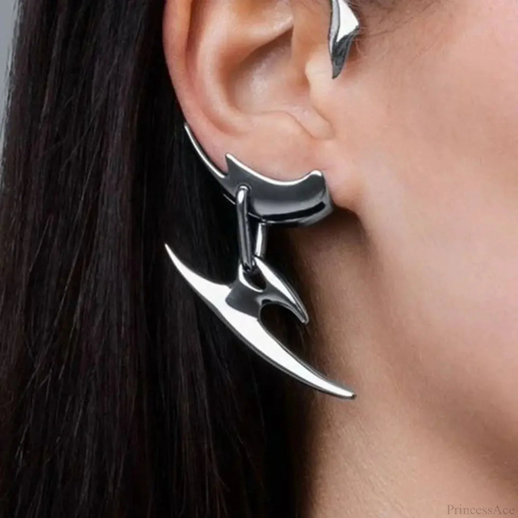Antique Futuristic Geometric Clasp Earring