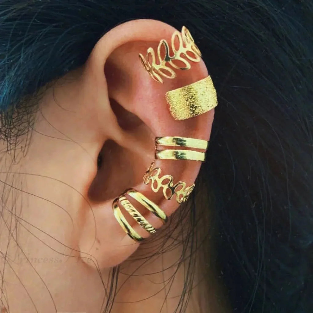 Antique Gilded Foliage Non-Penetrating Clasp Earring