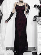 Antique Gloomy Arachnid Net High Waist Full-Length Dress