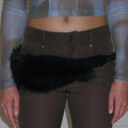 Antique Gothic Hairy Polyurethane Leather Year 2000 Punk Waist Belt