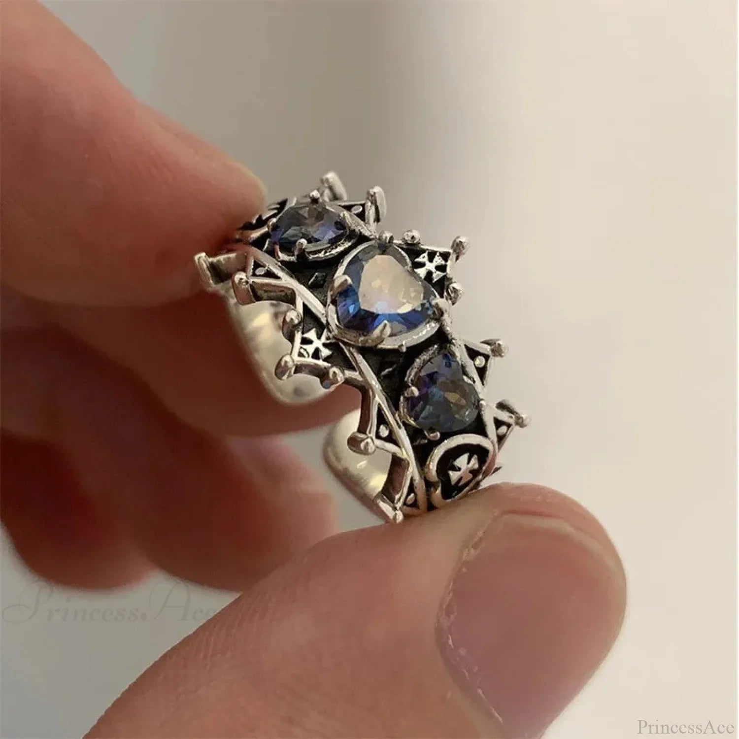 Antique Lolita Gothic Heart Cross Ring