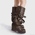 Antique Rivet Clasp Gothic Thigh-High Boot